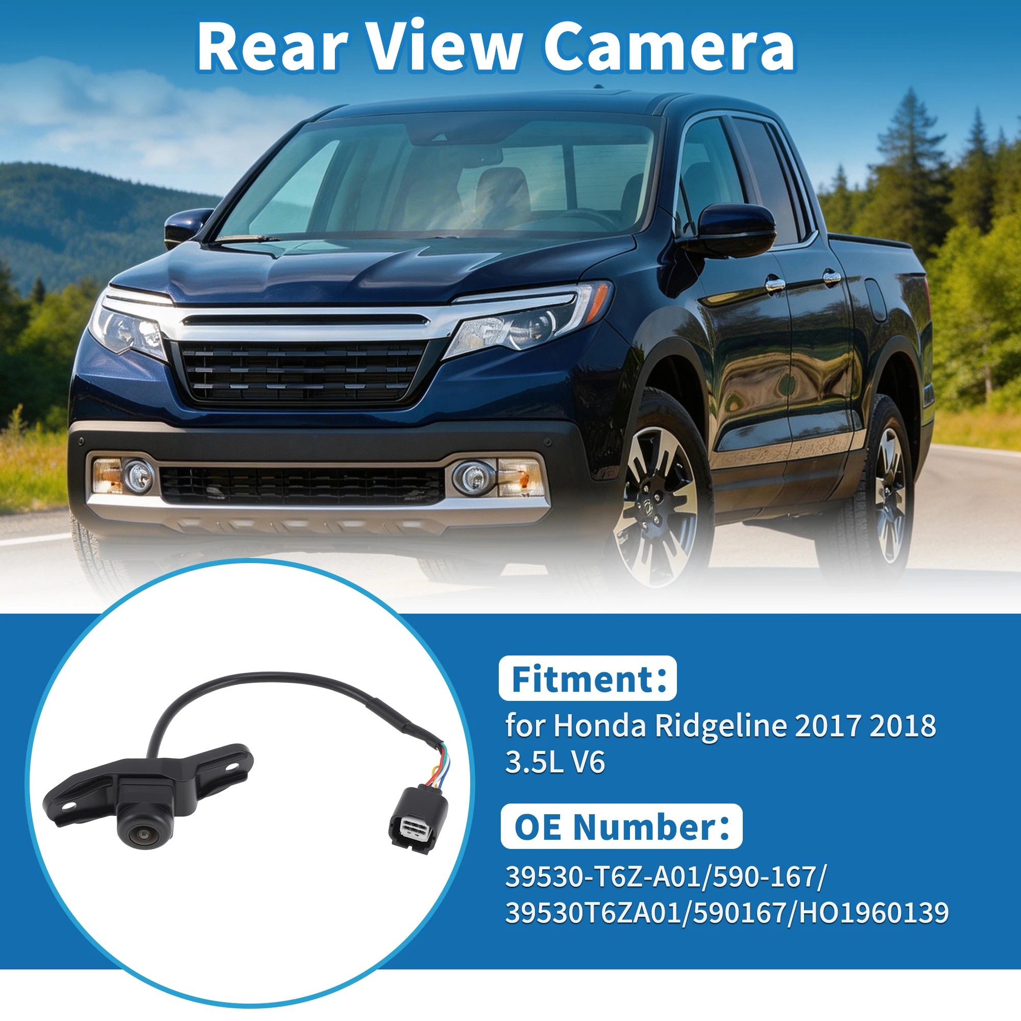 UXCELL Rear View Backup Camera for Honda Ridgeline 2017 2018 3.5L 39530-T6Z-A01/590-167