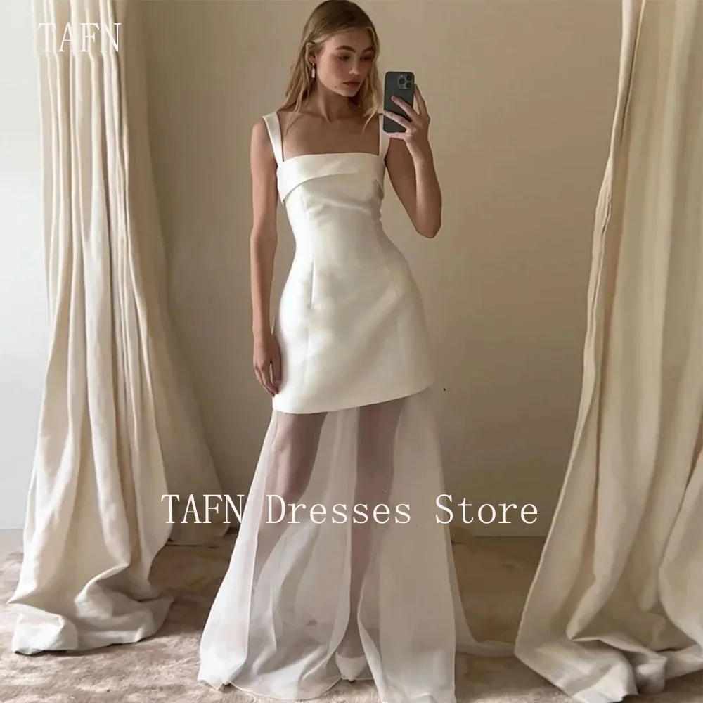 TAFN Satin Ivory Wedding Dresses 2025 Simple Square Collar Sleeveless Bridal Gowns Floor Length Bridal Gowns A-Line Custom Made