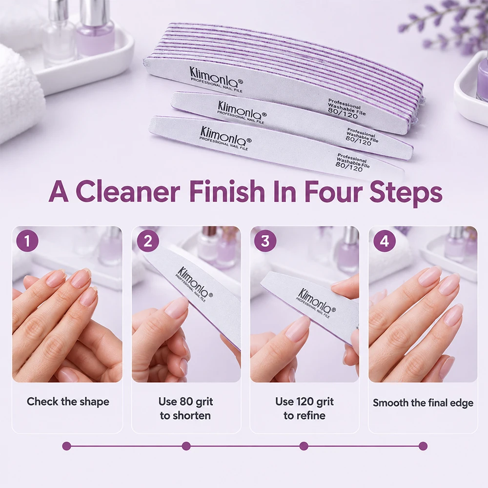 10/50/100Pcs Klimonla Nail Files Professional Durable Nail Art Files 80/120 Grit Emery Boards Manicure Files For Salon Supplies