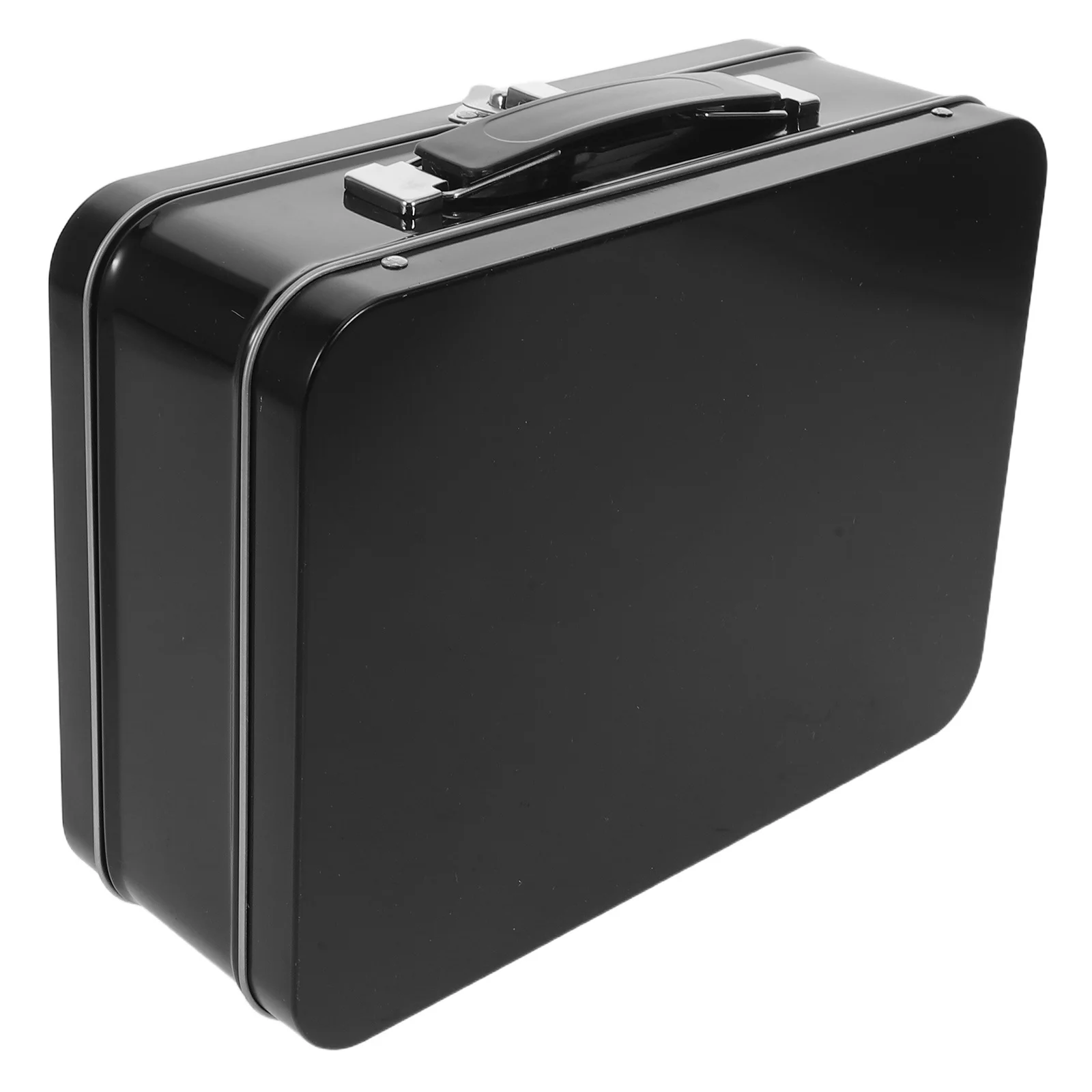 

Retro Tinplate Lunch Box with Handle Sealed Metal Container Secure Lock Closure Portable Storage for Food Snacks Travel Office