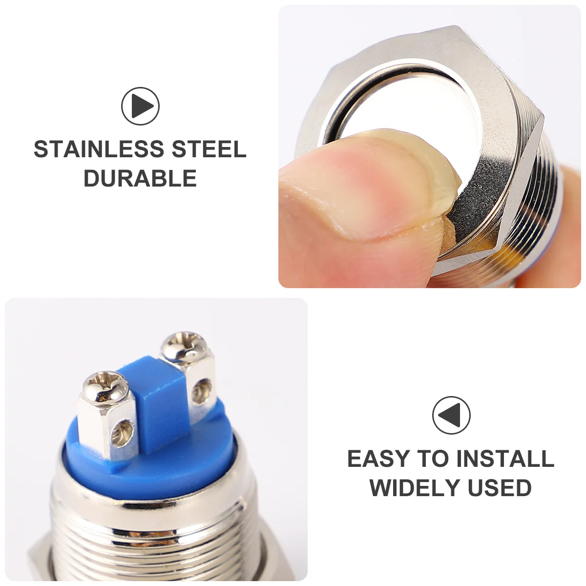 2 szt. Przycisków ze stali nierdzewnej 19 mm, płaski metalowy przełącznik chwilowy do przekaźnika rozrusznika elektromagnetycznego, przycisk klaksonu, obwód zasilania komputera