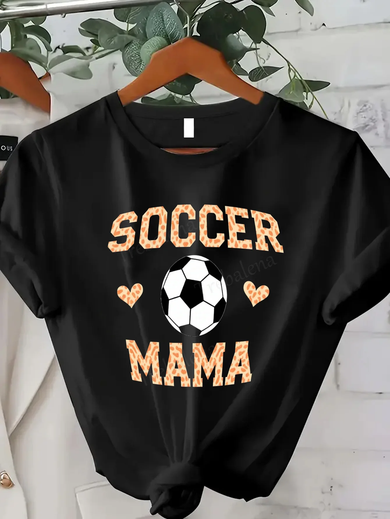 تي شيرت نسائي لكرة القدم ماما ليوبارد تي شيرت مطبوع للنساء، نمط رياضي كاجوال