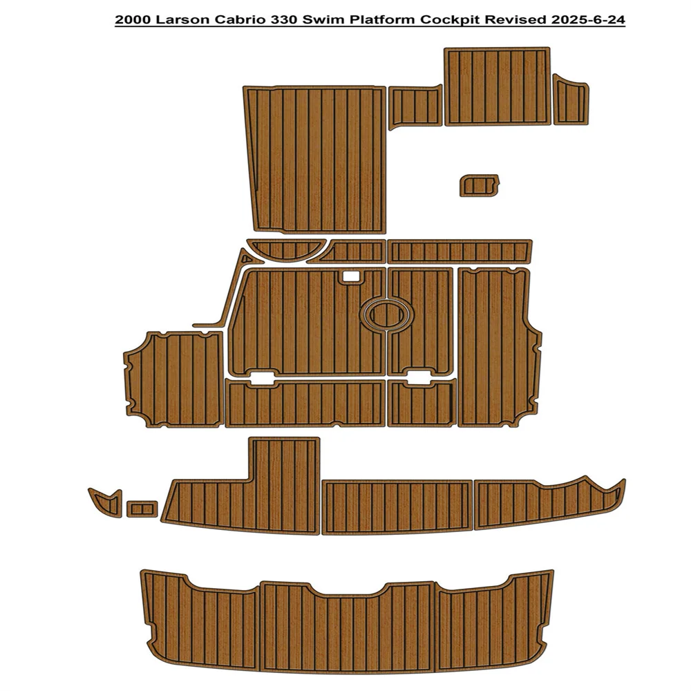 

2000 Larson Cabrio 330 Плавательная платформа Кокпит Лодка EVA Foam Fuax Teak Deck Floor Mat Pad SeaDek MarineMat Style Самоклеящийся ZY