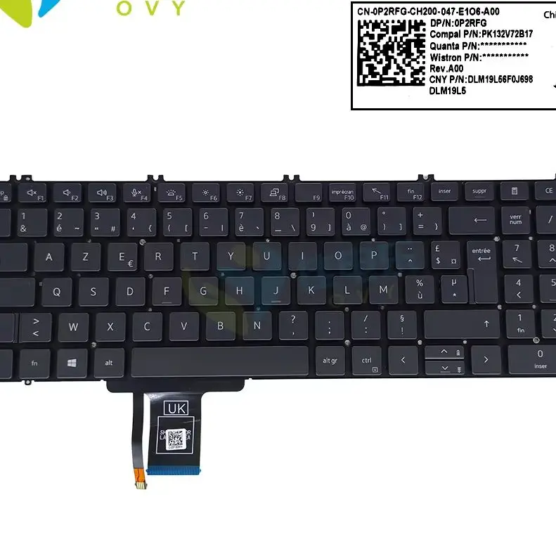 Azerty French Keyboard Backlight For Dell Precision 7550 7750 7760 0P2RFG P2RFG FR FRA Notebook PC Keyboards Backlit Light New