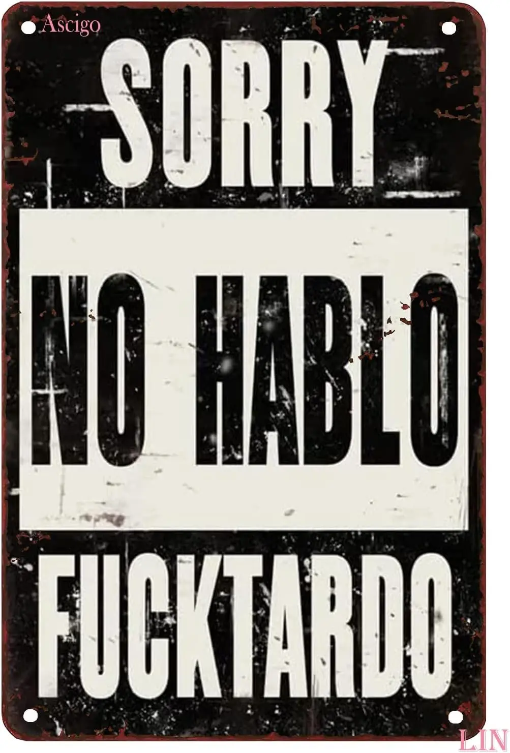 Letrero Divertido para Habitación, con la Frase 'No Hablo Fucktardo', Sarcástico y Gracioso, Letrero Metálico Vintage para Bar, Hogar, Decoración Rústica