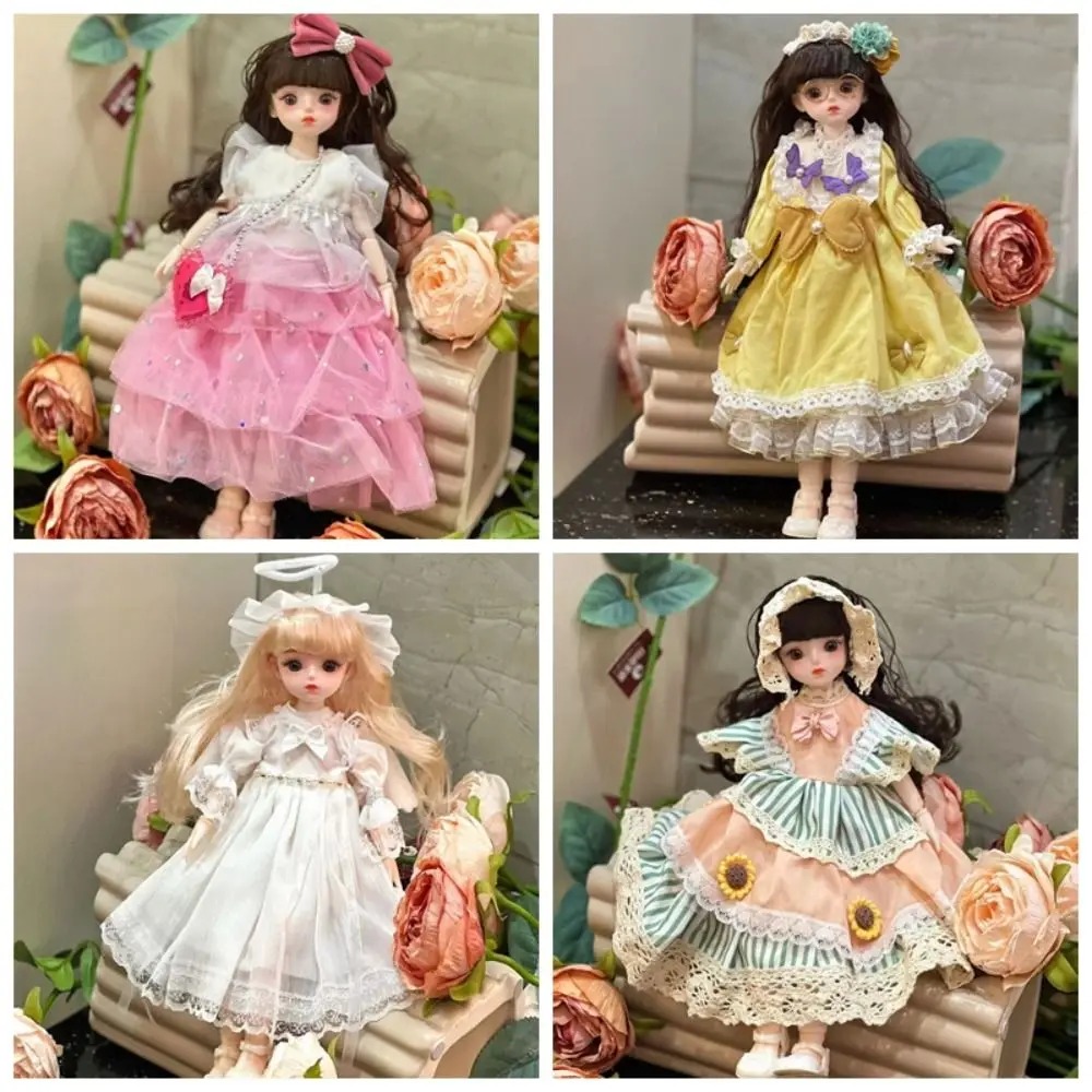 

Cute 30cm BJD Doll Clothes Set 6 Points Attractive Eyes Princess Doll Toy with Clothes Long Doll Set Gifts