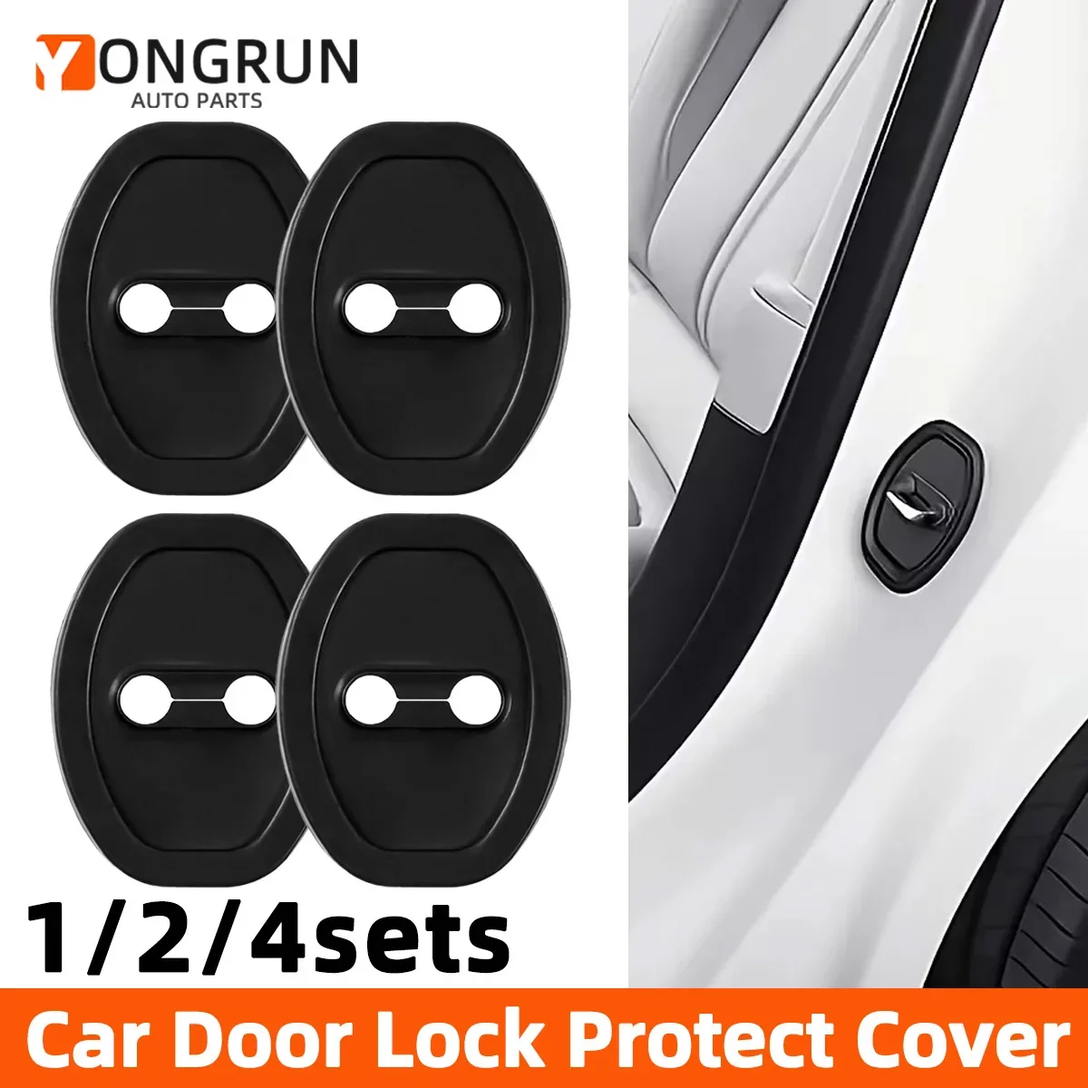 YONGRUN Car Door Lock Cover Caps Anti Rust Scratch Protector Trim Set for Door Latch Strikers Auto Interior Accessory Set Kit