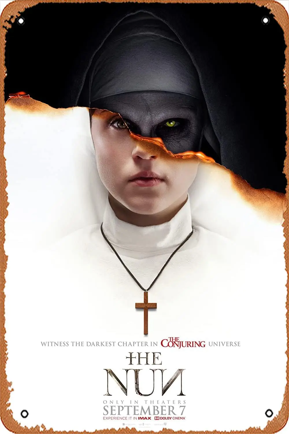 OYRSH The Nun (2018) Vntge Horror Move Tn Sgn Retro Creepy Clssc Scry Move Flm Metl Poster Sgn Home Mn Cve Move Theter Wll Decor