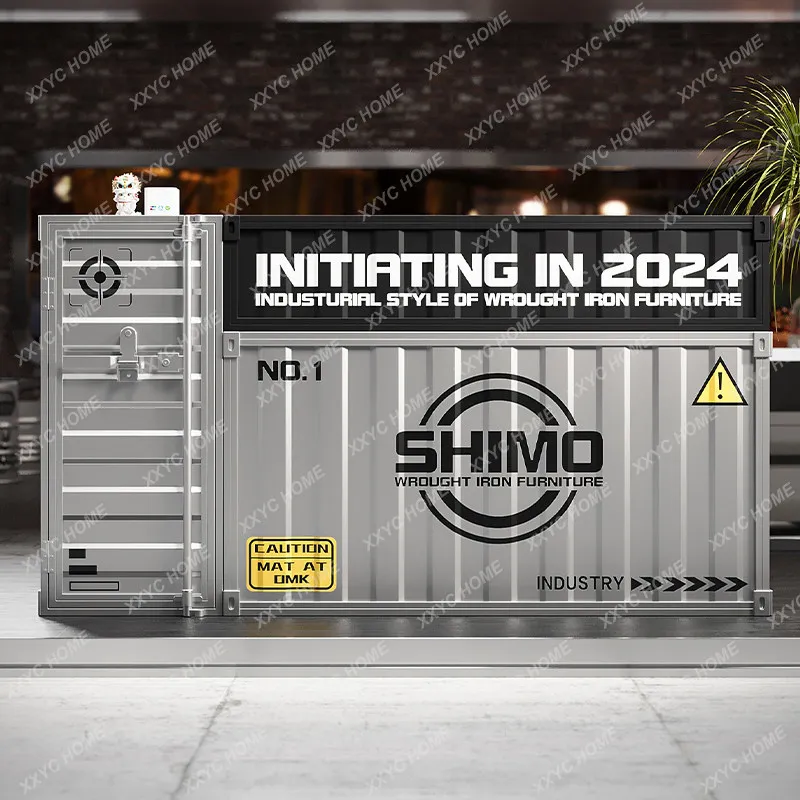 XXIndustrial wind checkout page Creative container bar Bar Commercial milk tea shop Reception desk