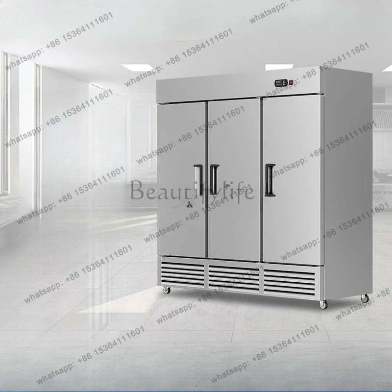 Commercial Refrigerator Vertical Fresh-Keeping Cold Storage Cabinet Stainless Steel Freezer Refrigerator Canteen Kitchen Freezer