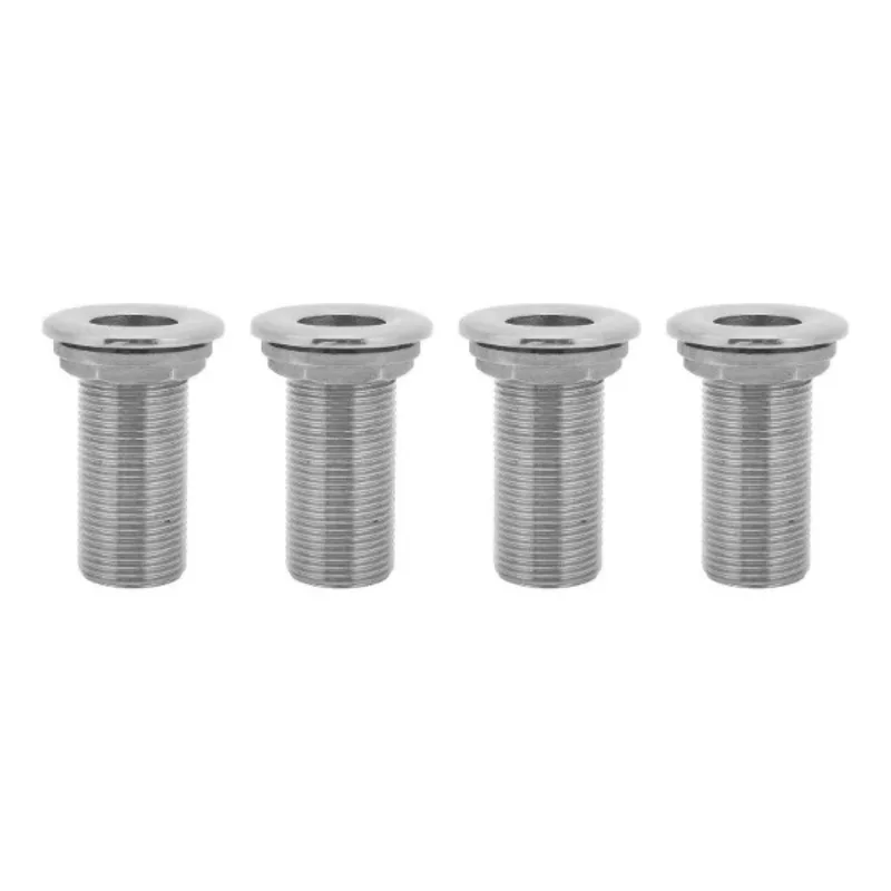 

4 Pcs 1 Inch Marine Barbed Hose Thru Drain Threaded Fitting 316 Stainless Steel Straight Thru Hull Valve Connector