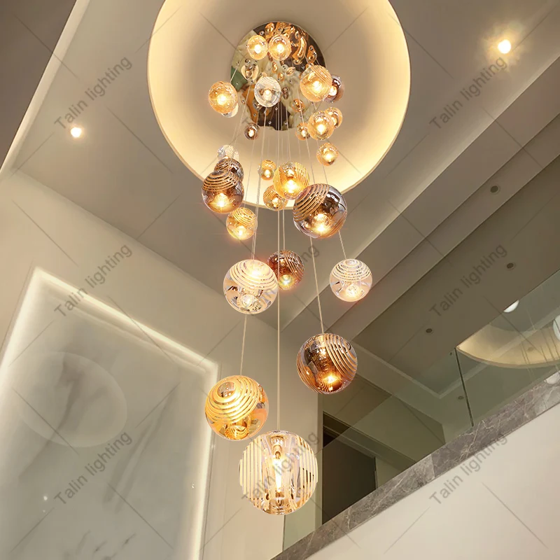 Modern Luxury Chandelier For High Ceiling Hotel Home Staircase Stair Long Crystal Grass Ceiling Chandeliers & Pendant Lights