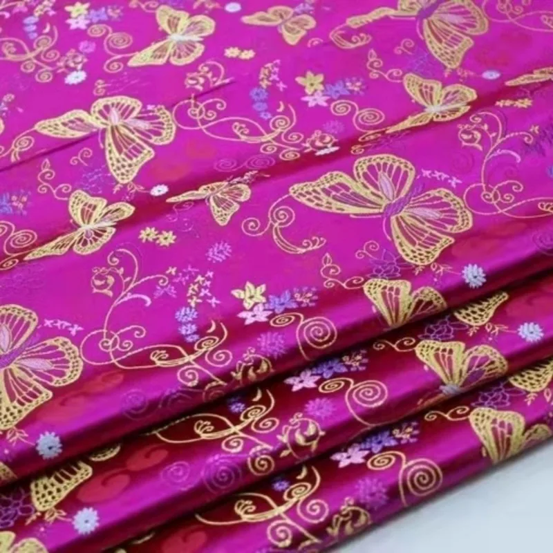 Butterfly Jacquard Brocade Fabric Smooth By The Meter for Vest Chengosam Children\\\'s Clothing Bag Diy Sewing Cloth Soft Blue Red