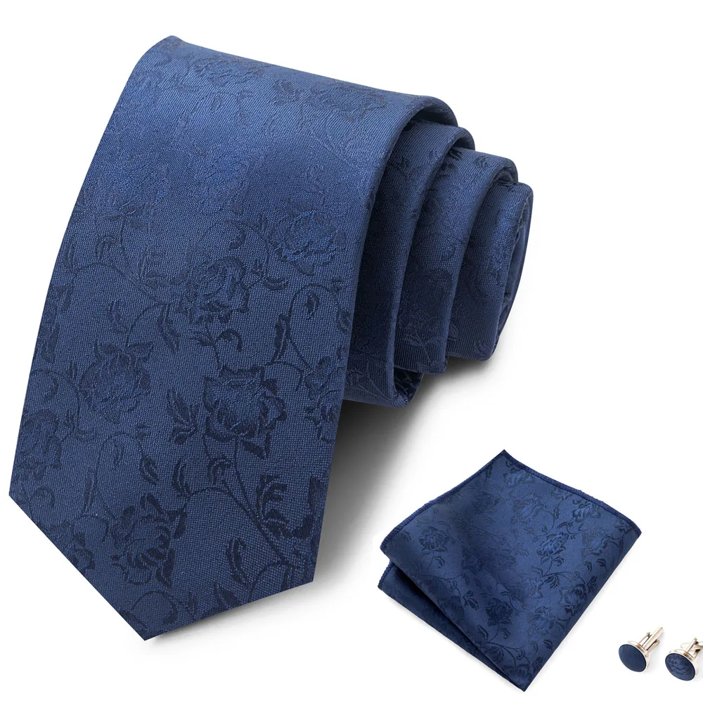 Hochwertiges 8-cm-Krawatten-Einstecktuch-Set für Herren, schwarz, blau gestreift, Hochzeitsgeschenk, Krawatte, Anzug-Accessoires, passend für den Arbeitsplatz – Detail 24