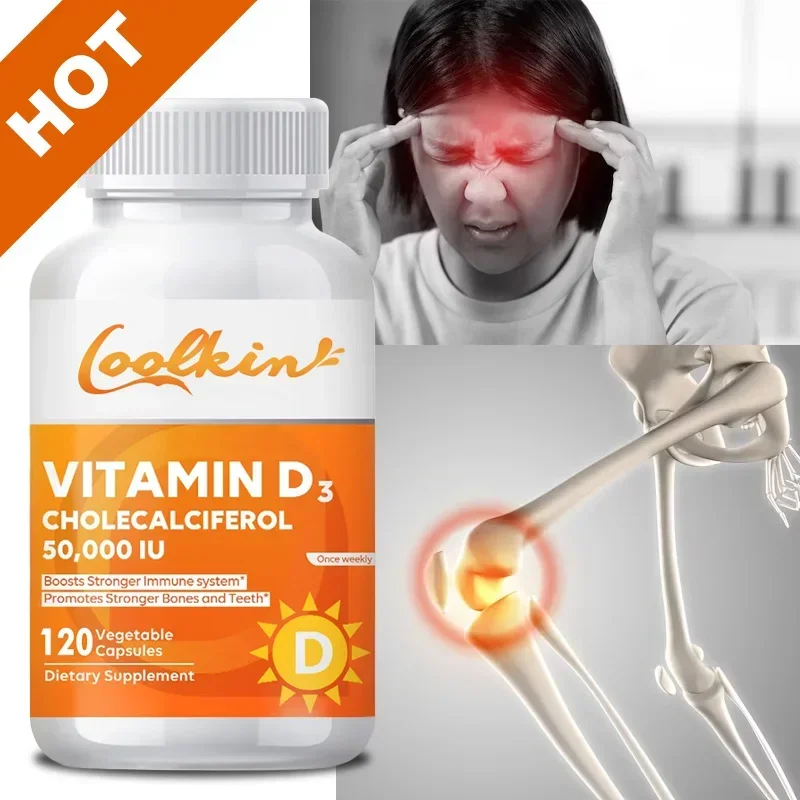 High Potency Vitamin D3 50,000 IU - 120 Vegetarian Capsules - Gluten Free Non-GMO Vitamin D Supplement