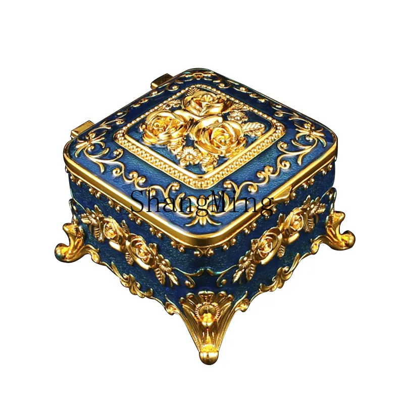 

CL Exquisite Rose Retro Home Enamel Color Jewelry Box Creative Desktop Jewelry Storage Box