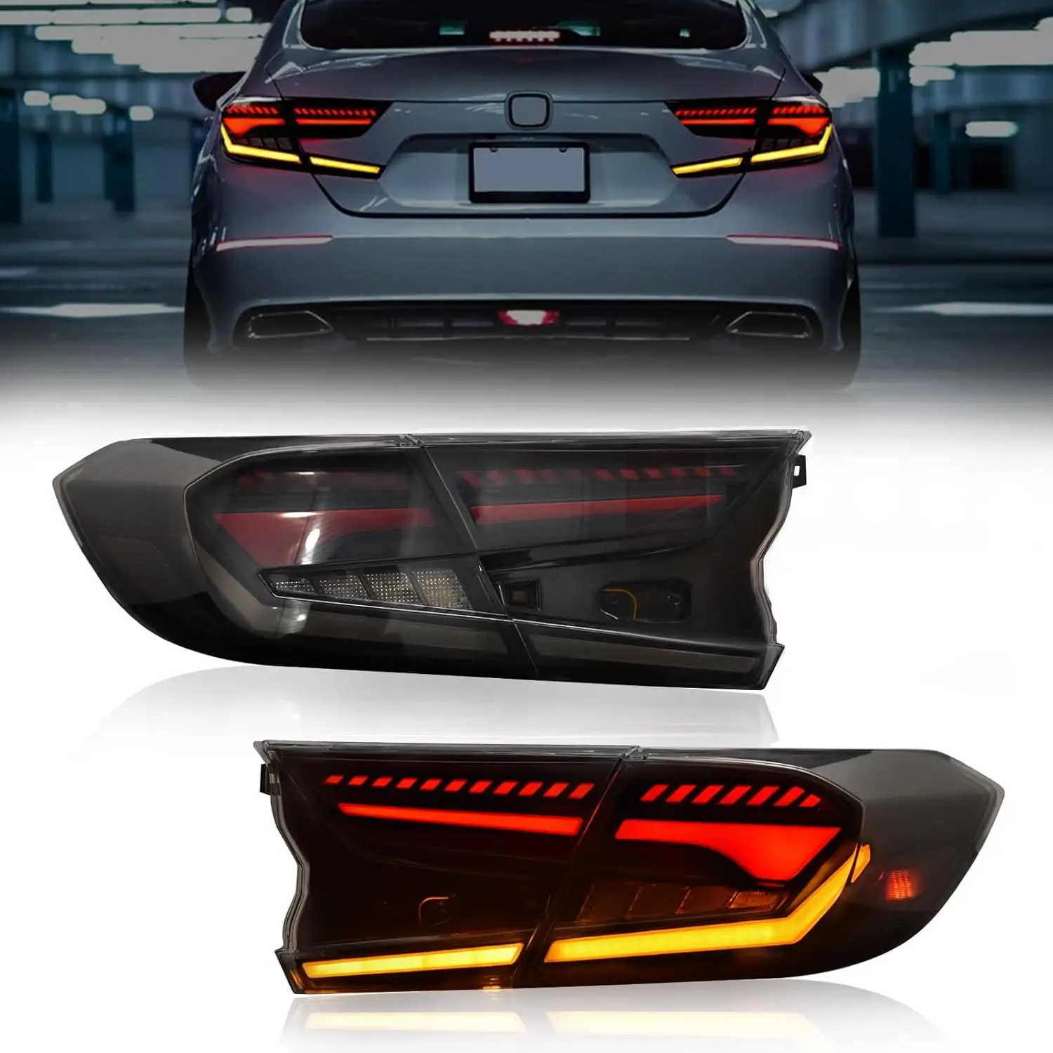 

LED Tail Lights for Honda Accord 10th & 10.5th Gen 2018 - 2022 Start-Up Animation Rear Light Turn Signals Brake Reverse Lights