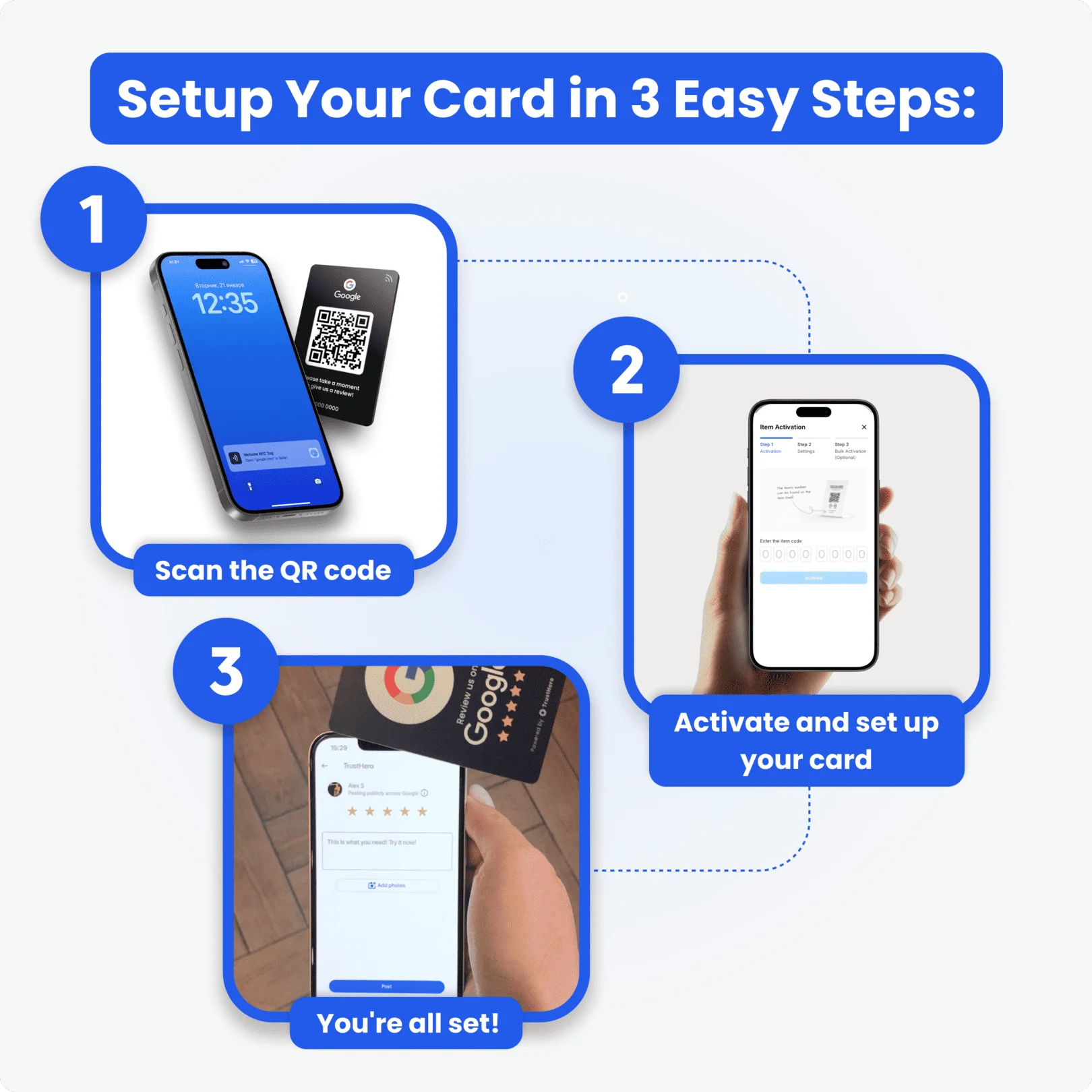 HENNCER NFC Programmierbare Google Review Acryl-Aufkleberkarte NFC-Stationstisch 13,56 MHz Wasserdichter NFC-Ständer Google Review Card