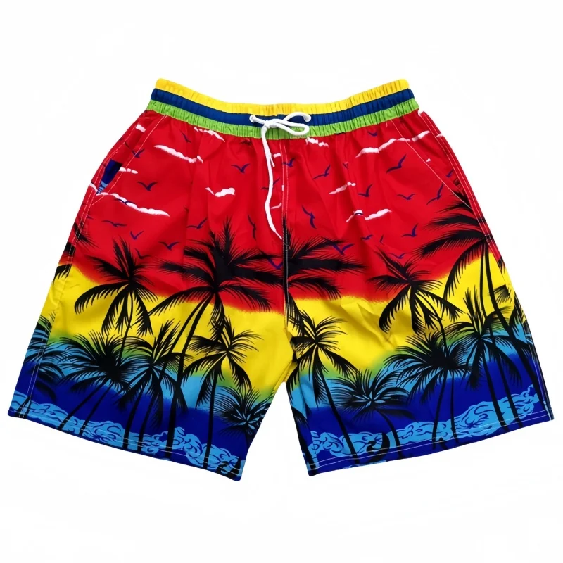 

Summer Men's Fashion Coconut Tree Printed Beach Vacation Shorts Loose Fitting Sports Casual Breathable Floral Shorts