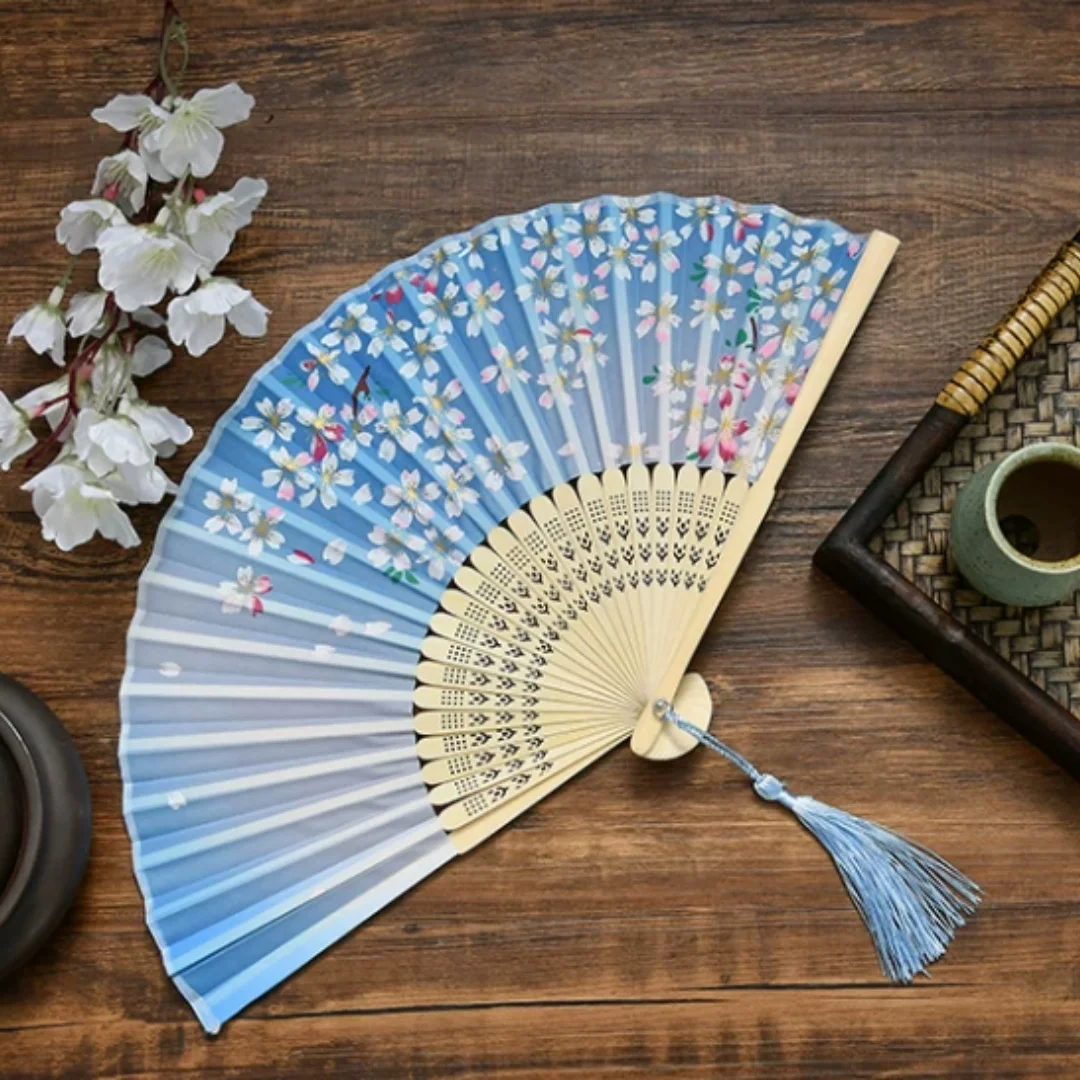 New Vintage Hand Folding Fan Chinese Japanese Style Bamboo Handheld Fan With Tassel Dance Hand Fan Art Craft Gift Photo Props