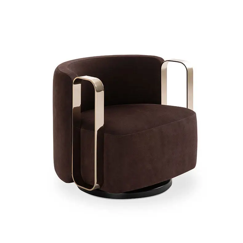 Sillón Fendi de Lujo Italiano, Estilo Postmoderno Minimalista, de Acero Inoxidable, para Recepción de Hotel, Silla de Descanso