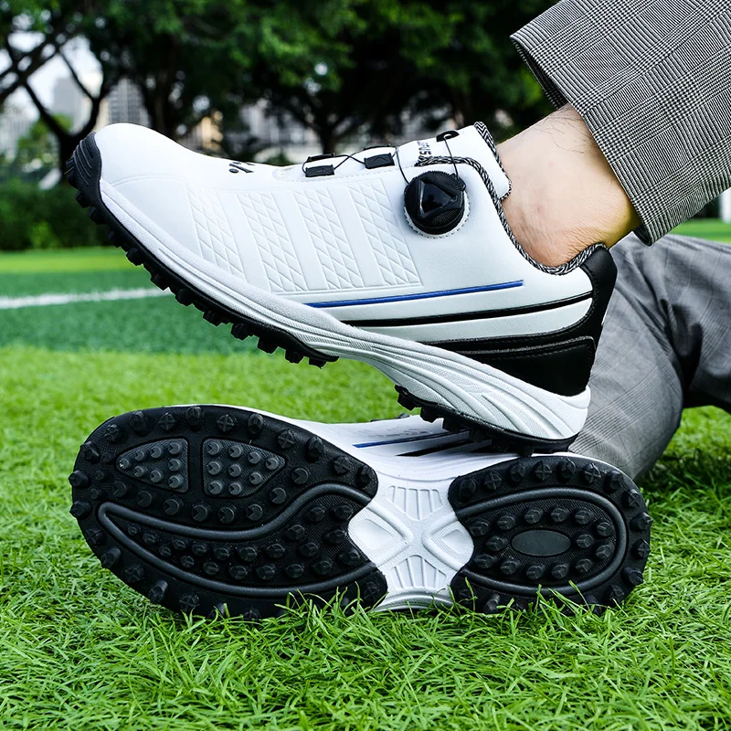 High end new golf shoes anti slip men's shoes comfortable and strong grip men's lawn rotating shoe buckle sports shoes