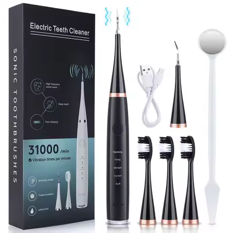6 in 1 Electric Toothbrush Ultrasonic Dental Cleaner Scaler Dental Tartar Remover Sonic Teeth Plaque Cleaner Tooth Cleaner