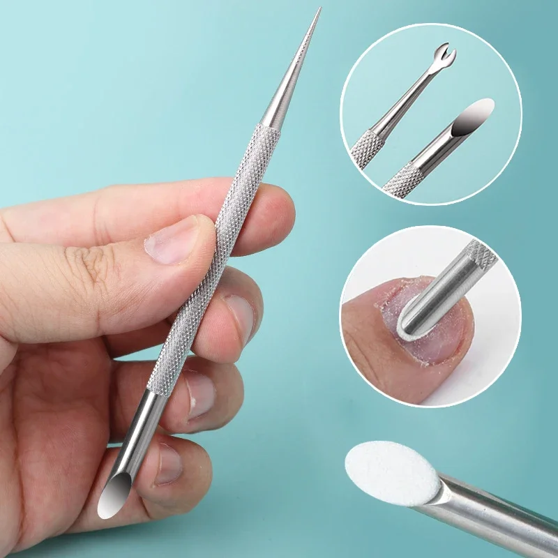 Spingi cuticole in acciaio inossidabile a doppia estremità Manicure per unghie rimuovi bastoncini per Manicure strumenti per Nail Art strumenti per spingi cuticole per unghie