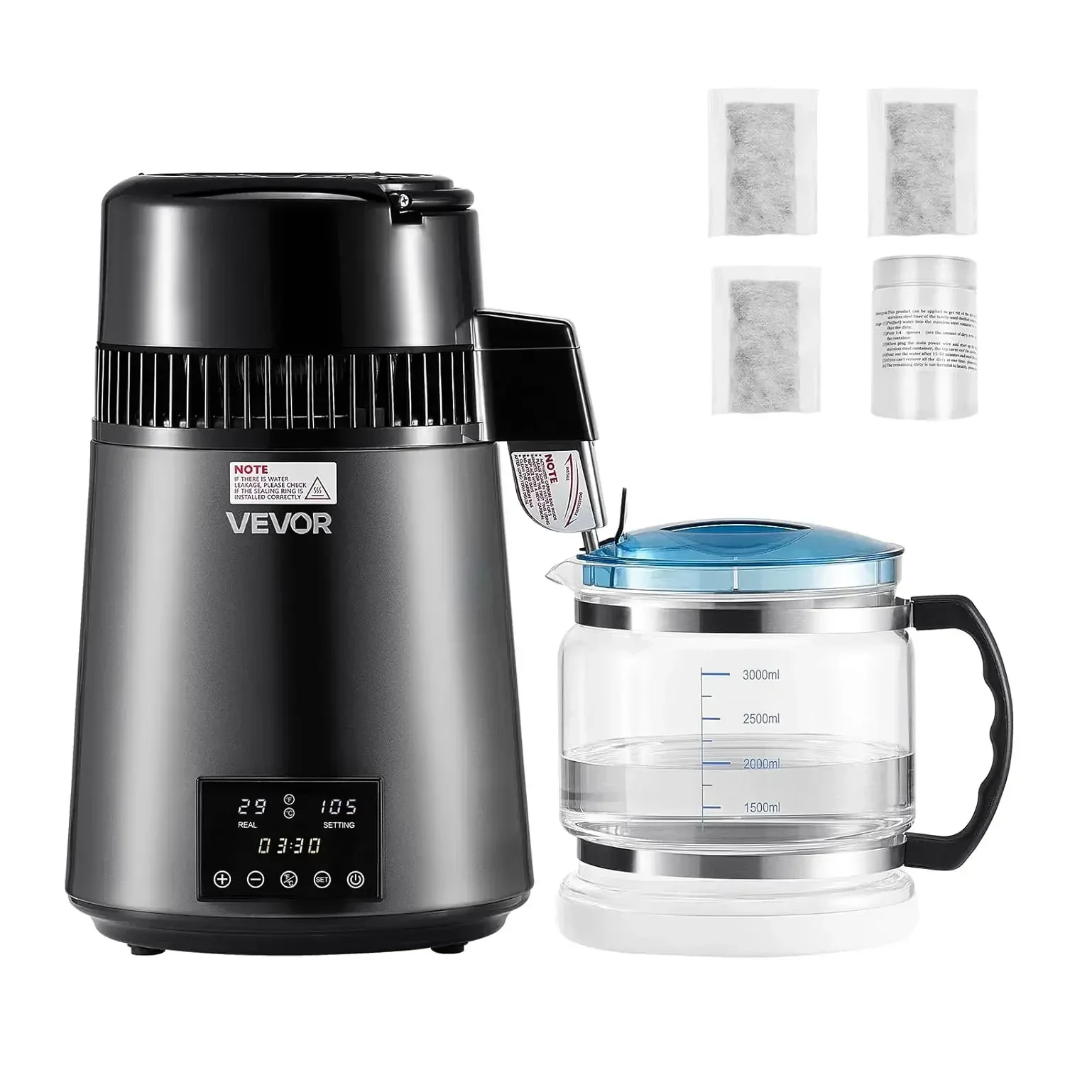 

BestsellerWater Distiller, 4L /1.1 Gallon Pure Water Distilled for Home Table Countertop, 750W Distilling Maker with Glass Caraf