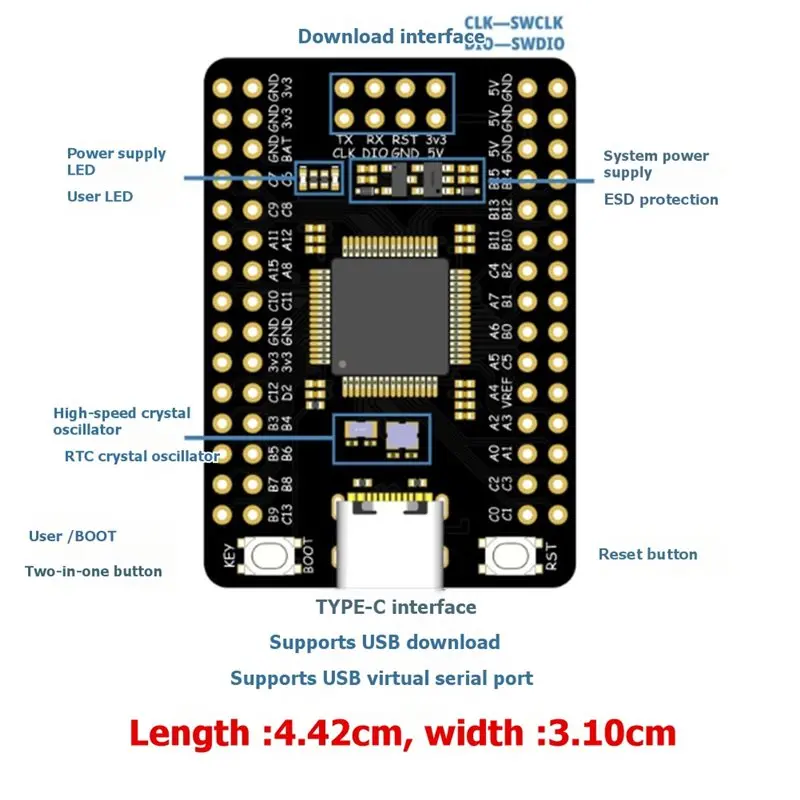 DTB7 STM32G474RET6 Development Board 1.47-Inch Minimum System with 512KB Flash - STM32G474 Core Board with Screen DAPLink Cable