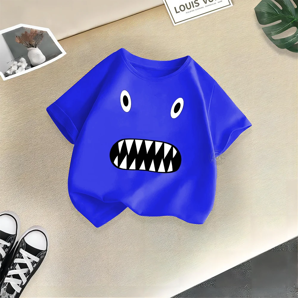 

Kids Summer 100% cotton T-shirt Personality graphic Boys Girls Casual cotton T-shirt Youth comfortable crewneck top