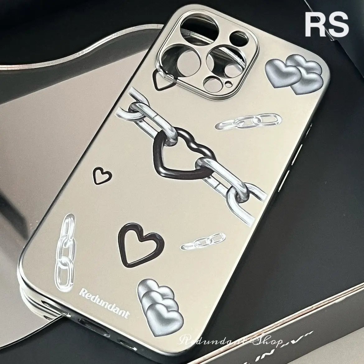 Punk Silver Glossy Chain Phone Case for IPhone 14 11 12 13 Pro Max Fashion Korean INS Mobile Phone Case for IPhone XR XS MAX