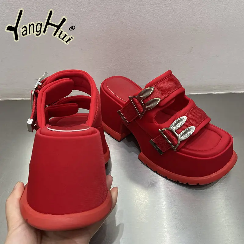 Rabbit Accessories Thick Bottom Elevated Increase Slippers Women Anti-slip 2023 Fashion Casual Simple Solid Color Sandals Summer