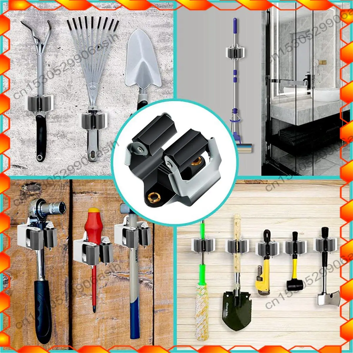 -AT52 10Pcs Wall Mounted Garden Storage Clips Rack Handle Hanging Tools  For Home Kitchen Bathroom