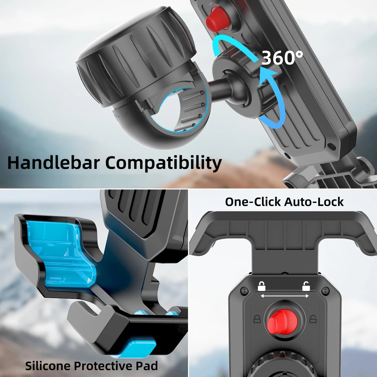 Anti-Shake Motorrad-Handyhalterung 2026 – Lenkerhalterung für iPhone/Samsung, Universell passend für Fahrrad & Roller – Detail 8