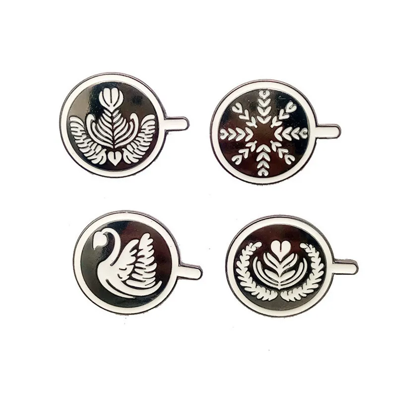 X225 الكرتون سوان دبابيس ، لطيف جولة منقوشة فنجان القهوة من دبابيس زر بروش معدني ، هدية المجوهرات بالجملة #3