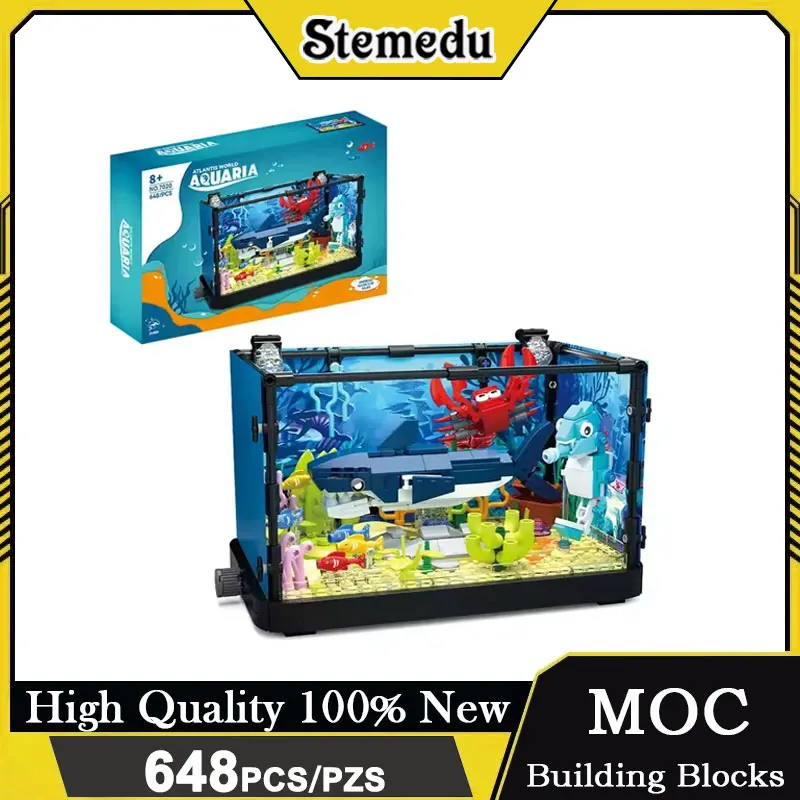 648PCS Shark Ecosystem Marine Habitat Aquatic Life Custom Display Model Terrarium Construction Assembly Kit Educational Present