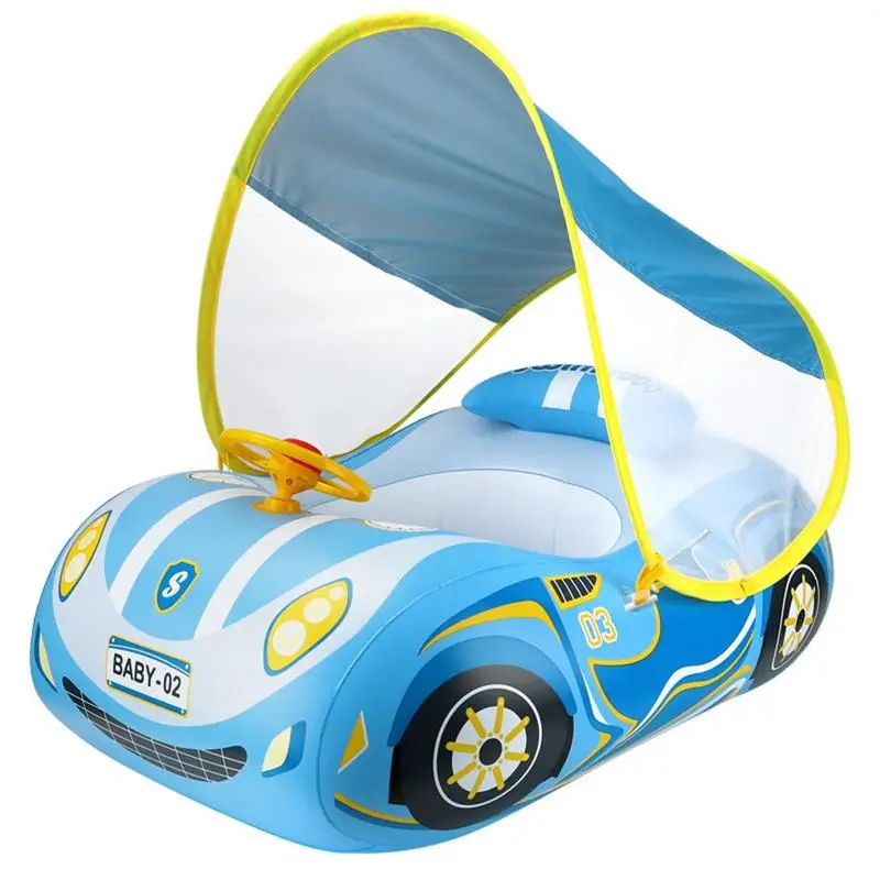 

Baby Swim Float Sports Car Shape Portable Toddler Swim Float With Sun Protection PVC Children's Swimming Rings Toys & Games For