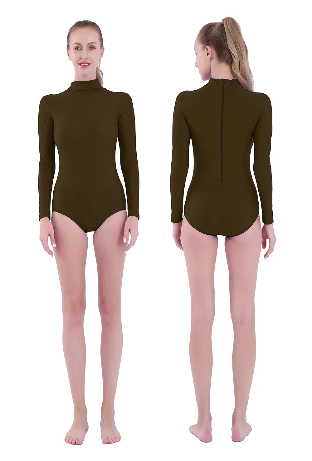 Aoylisey المرأة السوداء الباليه الرقص كم طويل ثياب سلحفاة الرقبة الجمباز داخلية Wookout الجلد بدلة للجسم الرجال ازياء