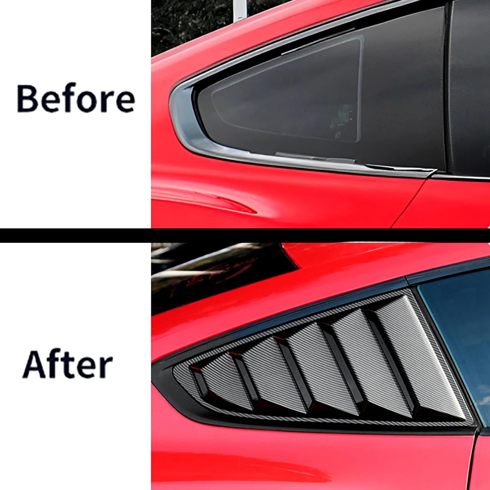 Rear Quarter Window Louvers Sides Window Spoiler Splitter Cover Trim for Ford Mustang 2015-2021