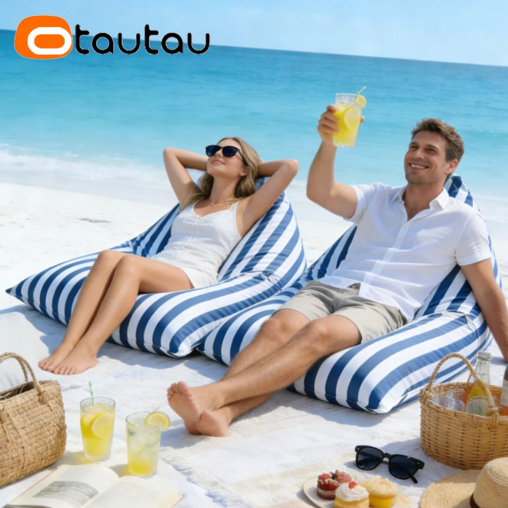 OTAUTAU Outdoor Swim Pool Floats Bean Bag Cover Garden Beach Lounger Pouf Cover DD201【No Filler!Need Buy Filler By Yourself!】