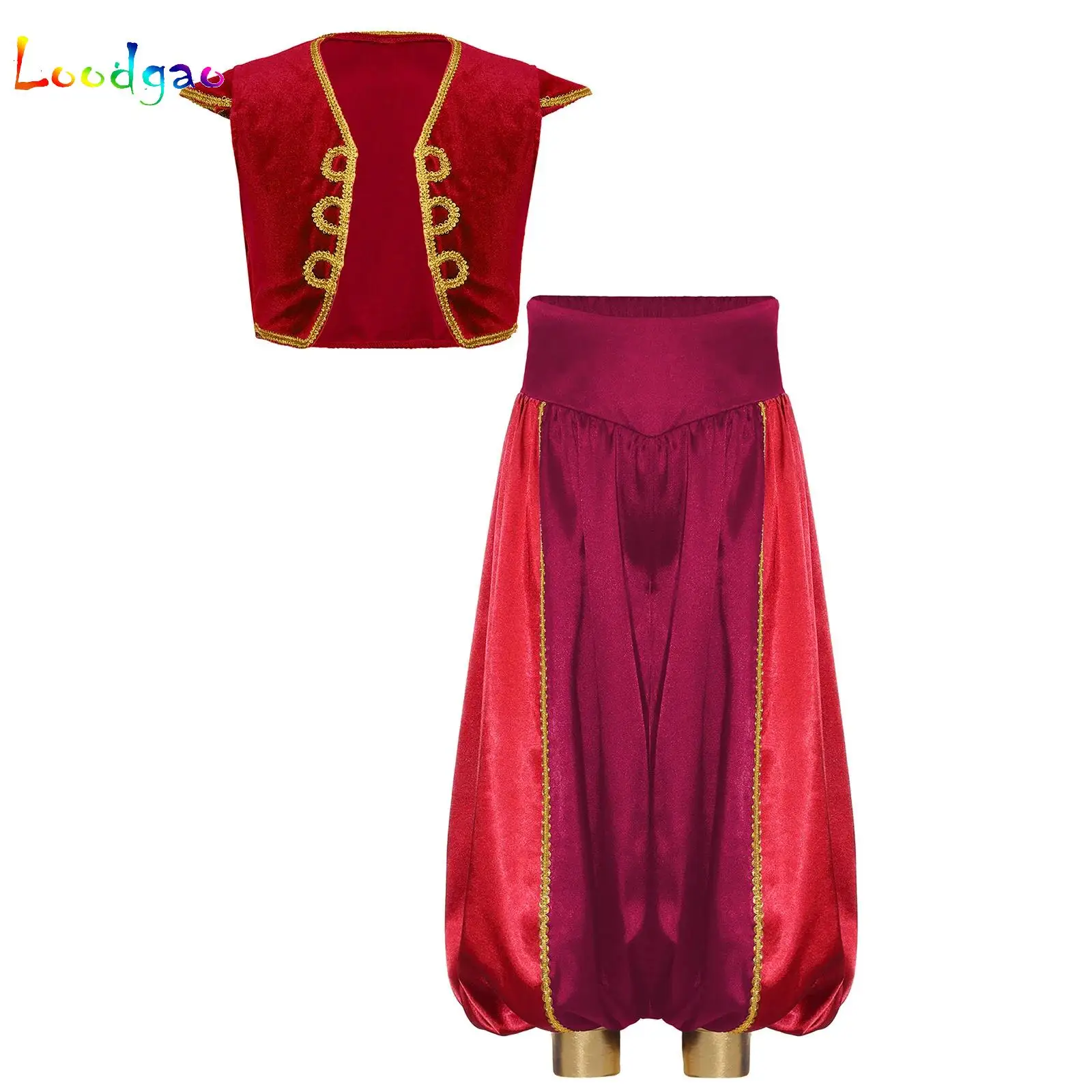 

Костюм арабского принца для мальчиков, 2 шт., жилет с короткими рукавами и брюками, комплект индийского фильма, вечерние костюмы для косплея для карнавала