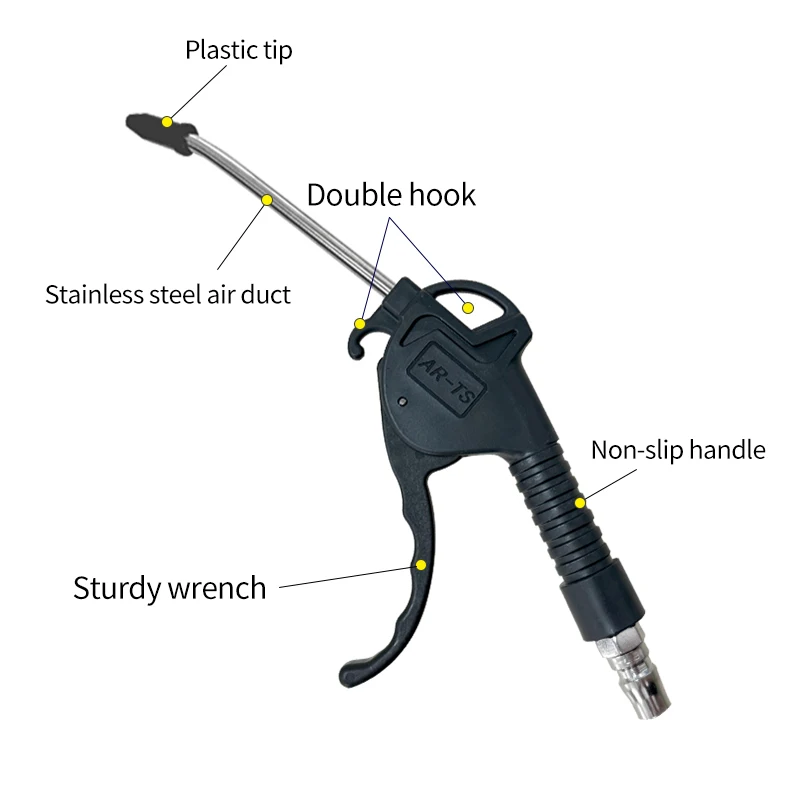 BlackHigh-quality Plastic Dust Blowing Gun AR-TS Air Blowing Gun Black Handle Air Blowing Gun Long and Short Type for Air Compr