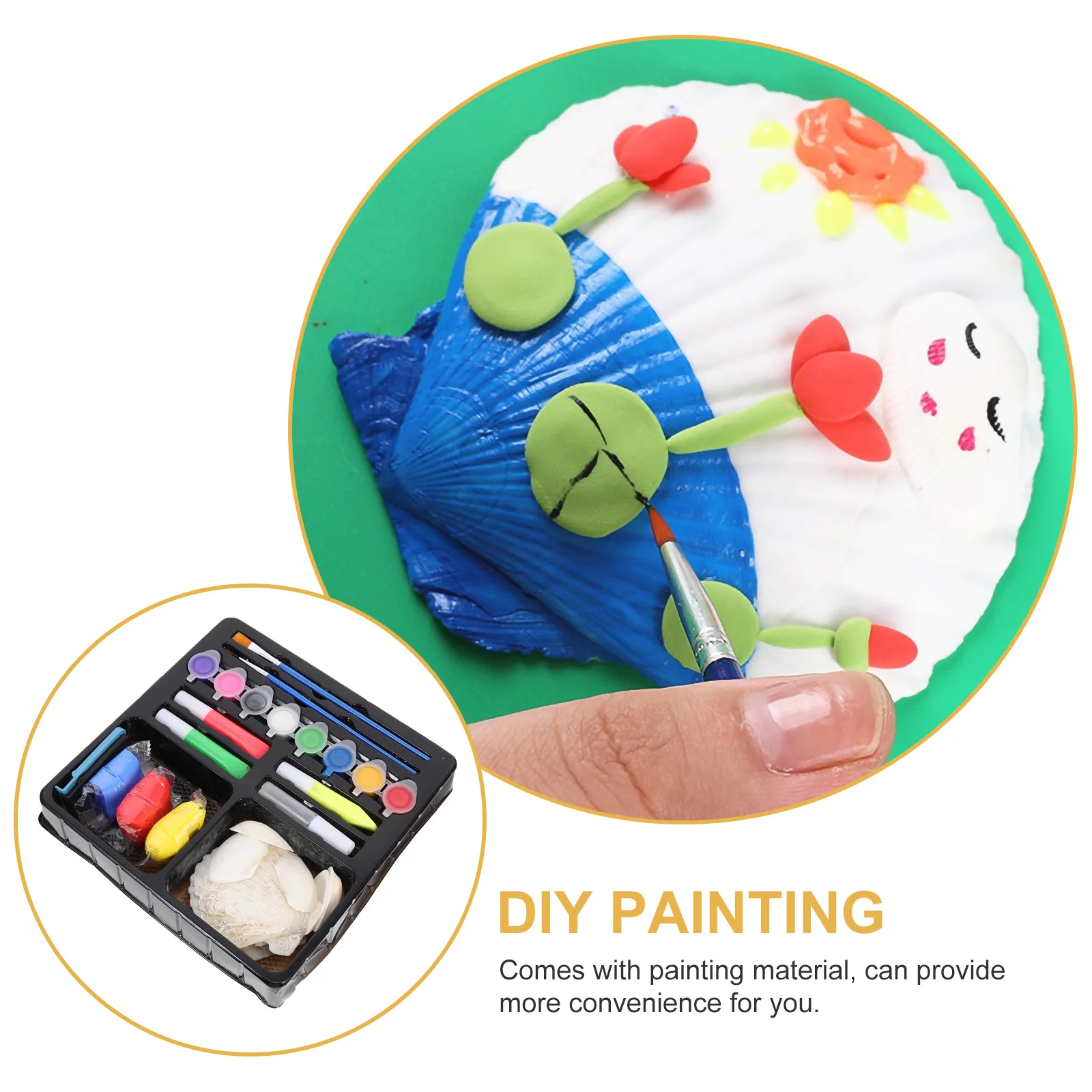 Toy Shell Painted Set Child Seashells Washable Plastic Painting Kits for Kids DIY Graffiti Playthings