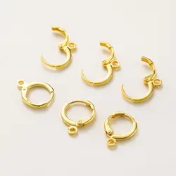 Gancho de apertura redonda de Latón chapado en oro de 14K y 18K, 10 piezas, para fabricación de joyas, DIY
