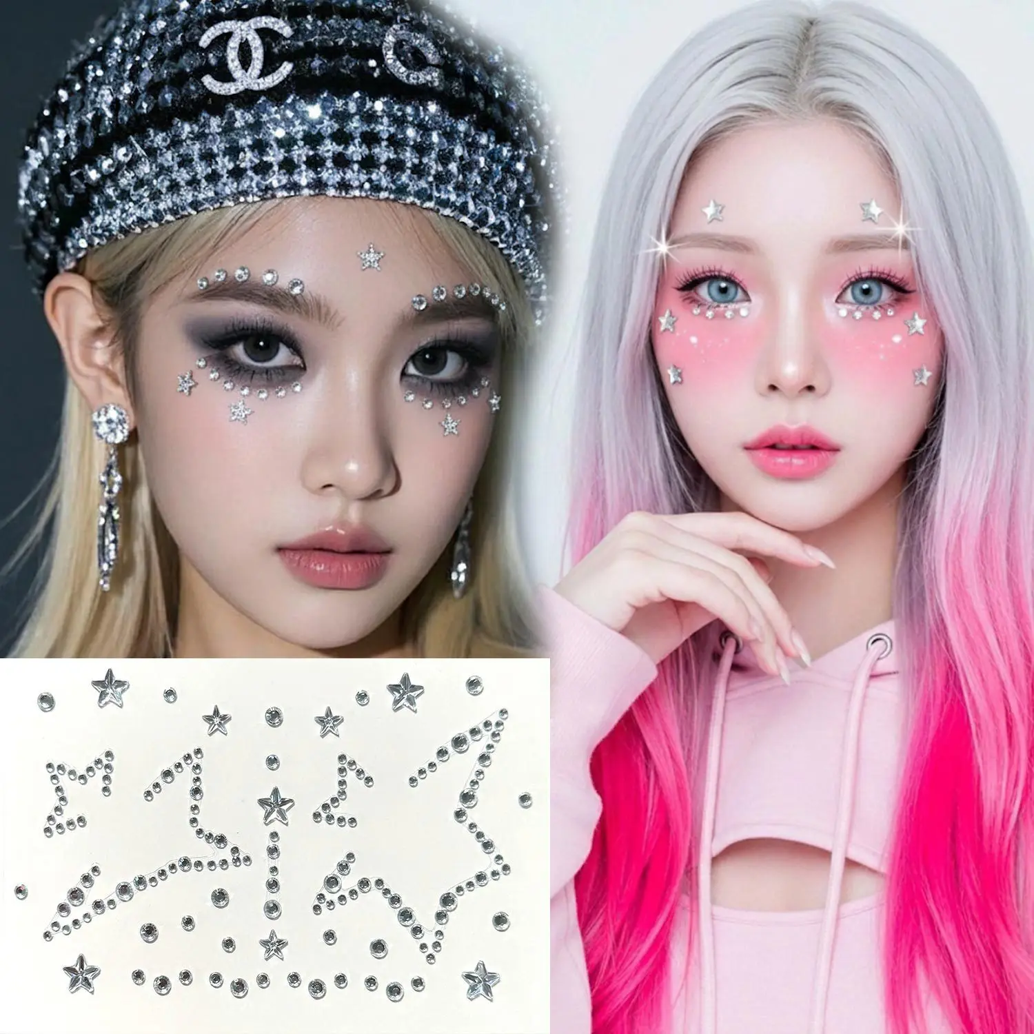 No Glue Self Adhesive Rhinestone Stickers 3D Holographic Gems Party Decoration For Stage Makeup Waterproof Shiny For Children