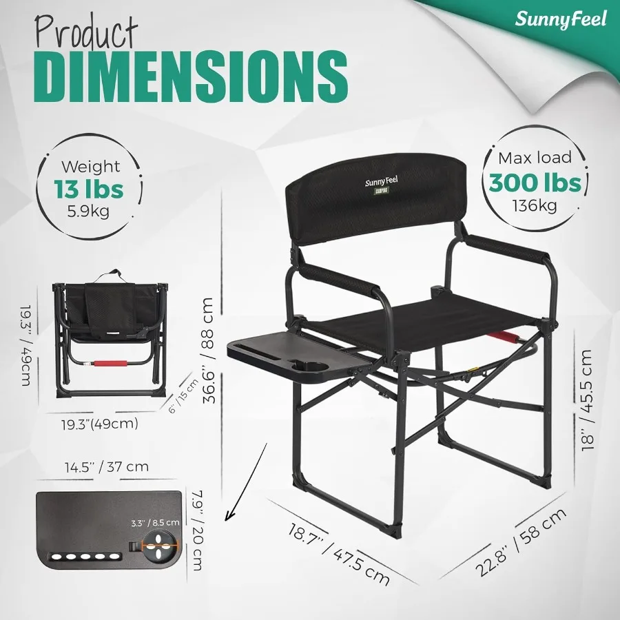 كرسي قابل للطي كبير الحجم عالي التحمل مع طاولة جانبية مدمجة للمغامرات الخارجية: مثالي للتخييم وصيد الأسماك على الشاطئ #3