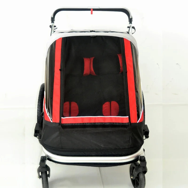 Baby bicycle trailer aluminum alloy double seat child push trailer