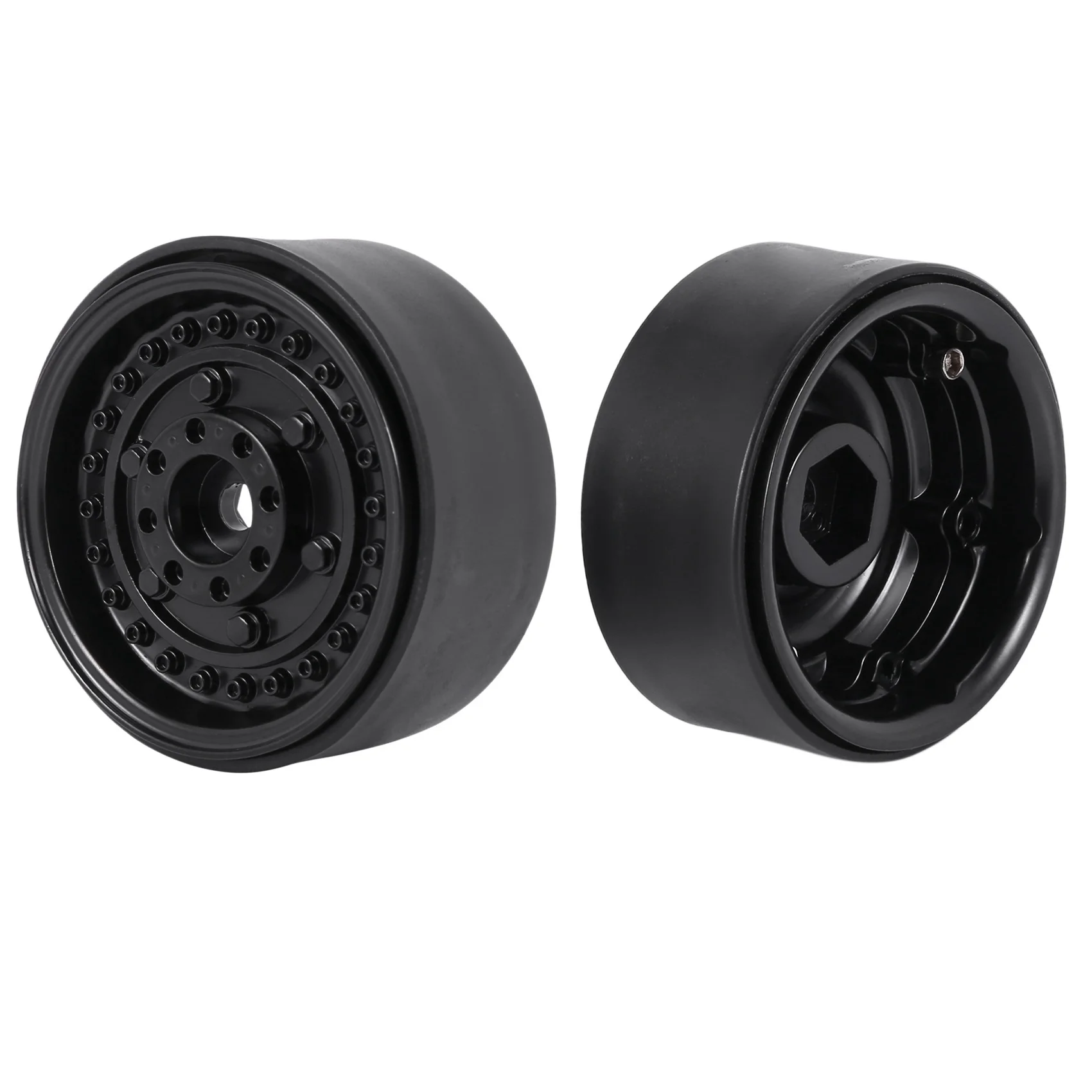 YSUN-8Pcs Metal 1.9Inch Beadlock Wheel Rim Hub For 1/10 Rc Crawler Car Axial Scx10 90046 Traxxas Trx4 Tf2 Rc4wd D90 ,Black