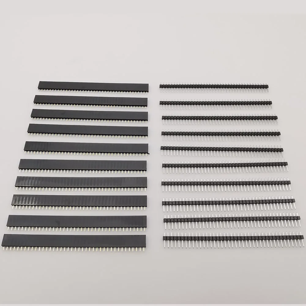10Pcs 2.54mm 40Pin Single Row Male and Female PCB Socket Board Header Strip Connector For Arduino DIY Black